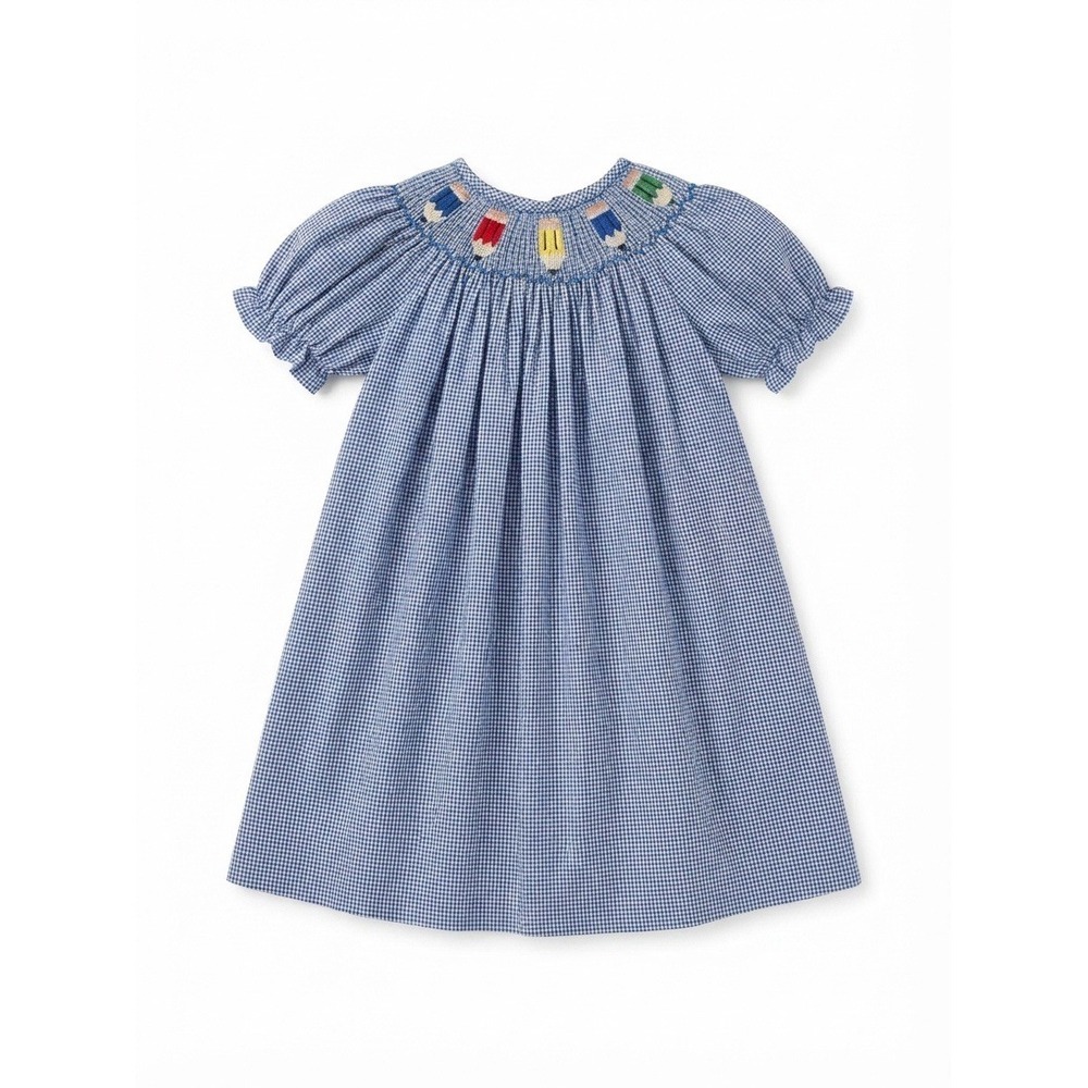 silly goose hand smocked 3 Girls Baby Plaid Vtg Dress Retro 90s Cute
